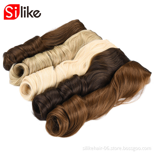 4 Clips One Piece 19 Colors Available 190g 24 Inches Stretched Body Wavy Clip In Synthetic Hair Extensions Heat Resistant Fiber